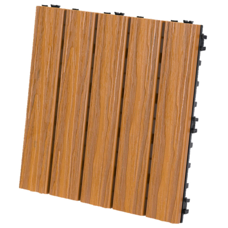 EON Ultra 12"x12" Polymer Interlocking Deck Balcony Tiles, Light Brown (10 Pack) - VMInnovations