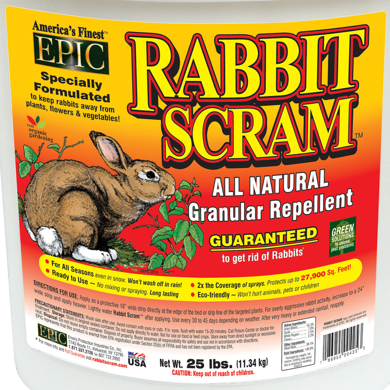 EPIC Rabbit Scram All Natural Granular Direct Barrier Repellent, 25 Pound Bucket