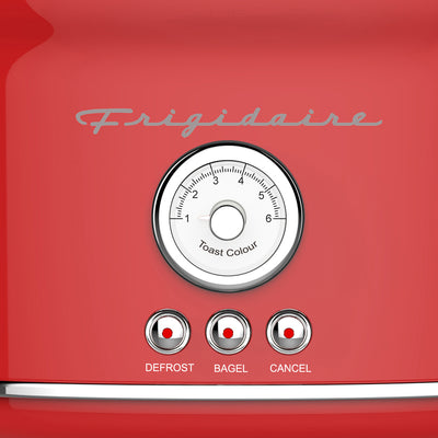 Frigidaire Retro Home Kitchen 2 Slice Toaster Maker with Wide Bread Slots, Red