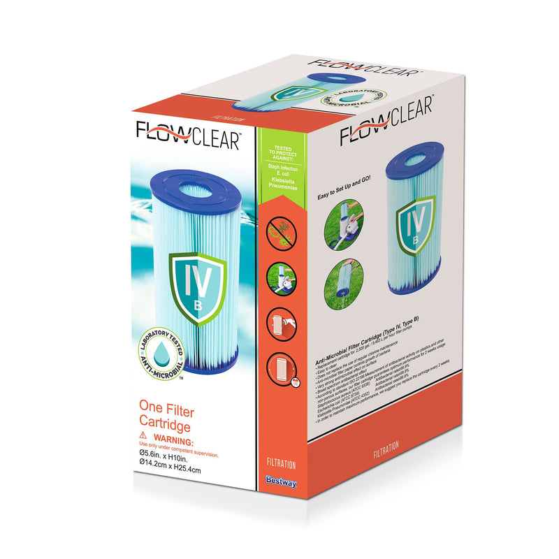 Bestway Flowclear Antimicrobial Type IV Type B Filter Cartridge (6 Pack)
