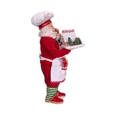 Kurt Adler 10.5" Fabriche Gingerbread Chef Santa Christmas Figurine, Multicolor