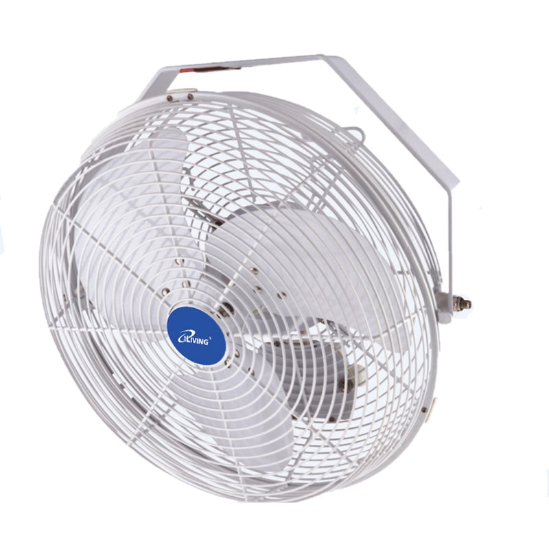 iLiving ILG8E18-15 18 Inch Wall Mounted Adjustable Outdoor Waterproof Fan, White