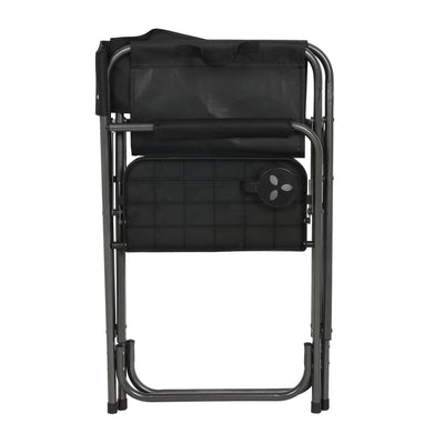 Portal Outdoor Folding Camping Directors Chair with Side Table, Black (2 Pack)