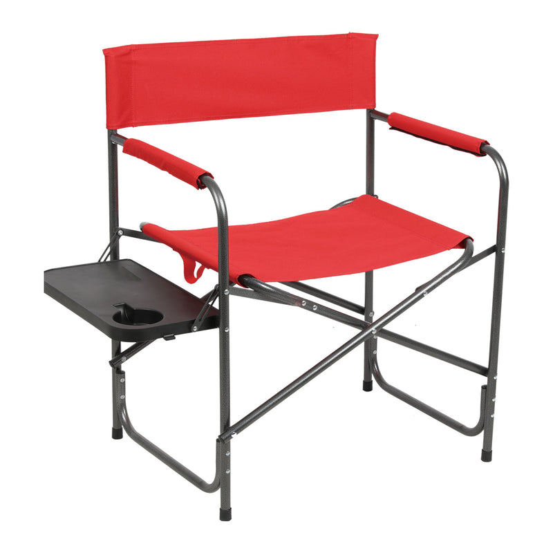 Portal Outdoor Portable Folding Camping Directors Chair with Side Table, Red