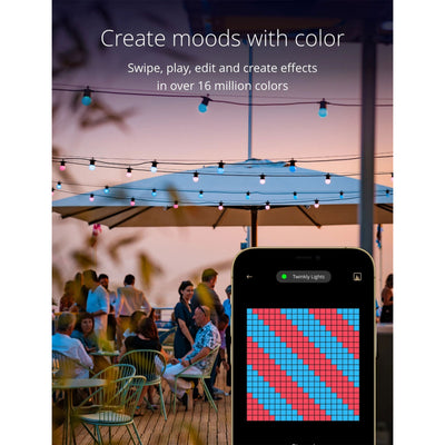 Twinkly Festoon App-Controlled Smart LED Bulb Light String 40 Multicolor RGB