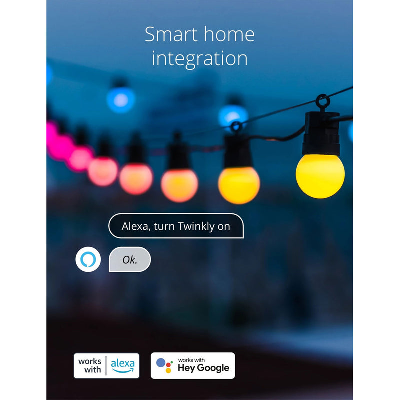 Twinkly Festoon App-Controlled Smart LED Bulb Light String 40 Multicolor RGB