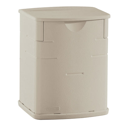 Rubbermaid 19 Gallon Small Vertical Outdoor Patio Storage Deck Box, Sandstone