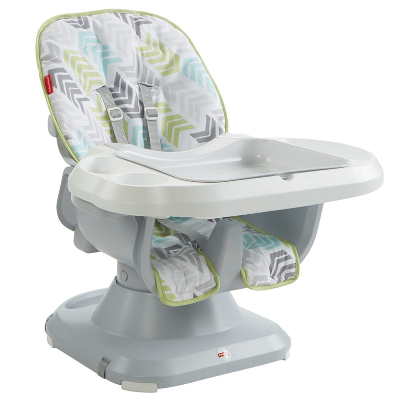 Fisher-Price SpaceSaver 2-in-1 Infant High Chair/Toddler Booster Seat, Green