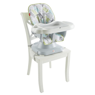 Fisher-Price SpaceSaver 2-in-1 Infant High Chair/Toddler Booster Seat, Green