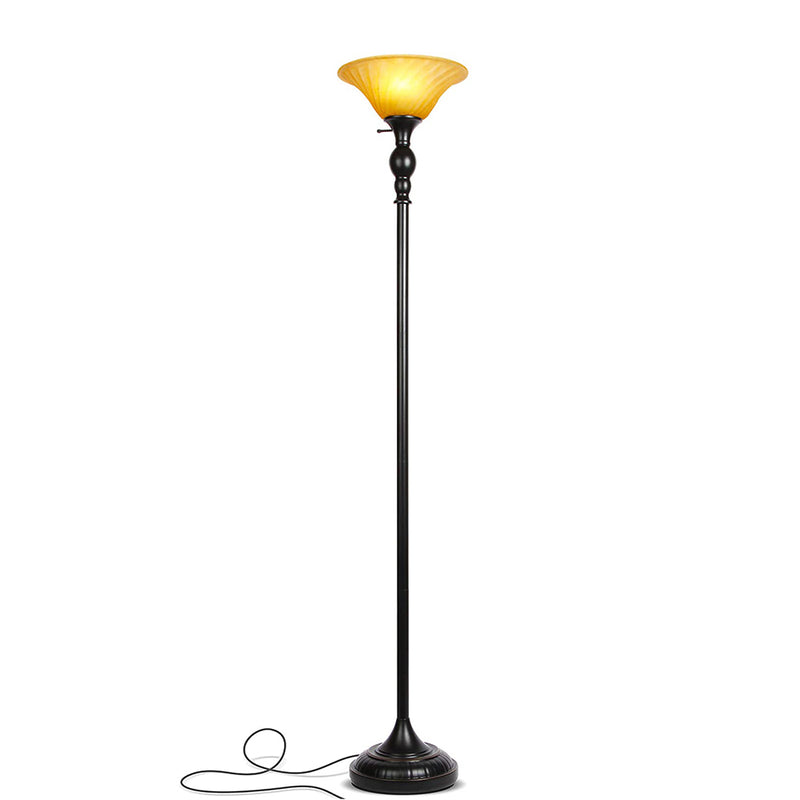 Brightech Evelyn Standing Smart Floor Torch Lamp w/ 3 Way LED and Glass Shade