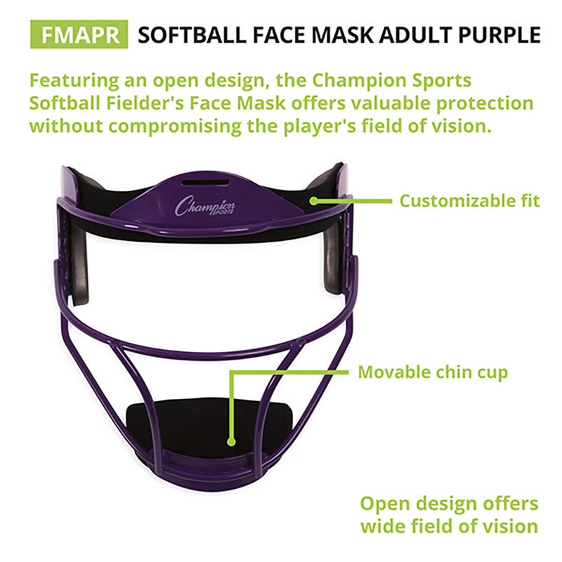 Champion Sports Adult Softball Fielders Adjustable Protective Face Mask, Pink