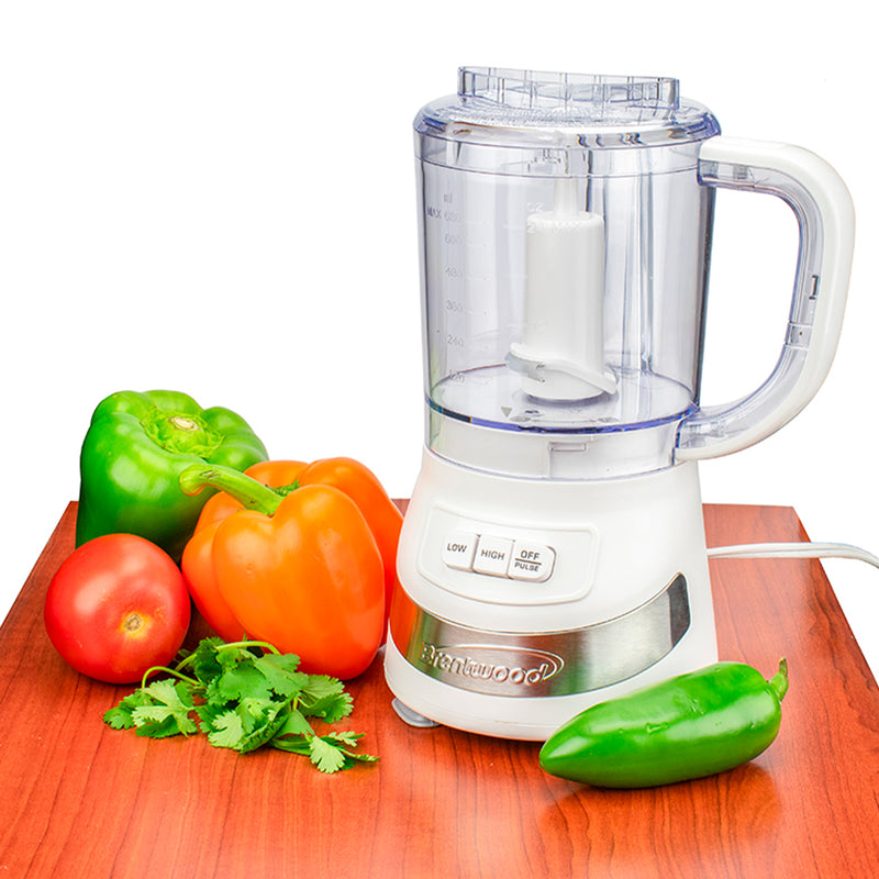Brentwood FP-549W 3 Cup Kitchen Countertop Food Blender Chopper Processor, White