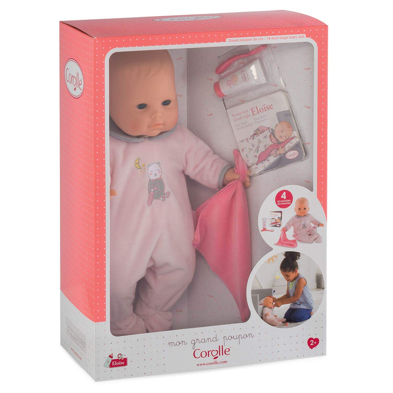 Corolle Mon Grand Poupon Eloise Doll Goes to Bed Toy Set with 4 Accessories