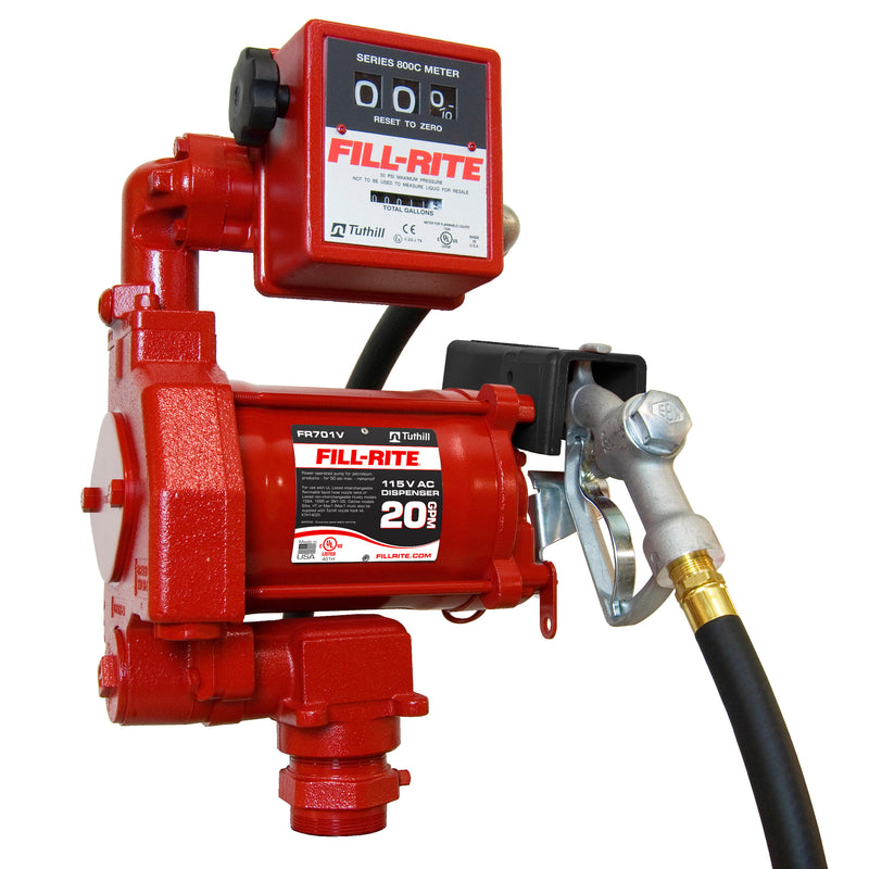 Fill-Rite FR701V 115-Volt Fuel Transfer Pump with Manual Nozzle, 15 GPM, Red