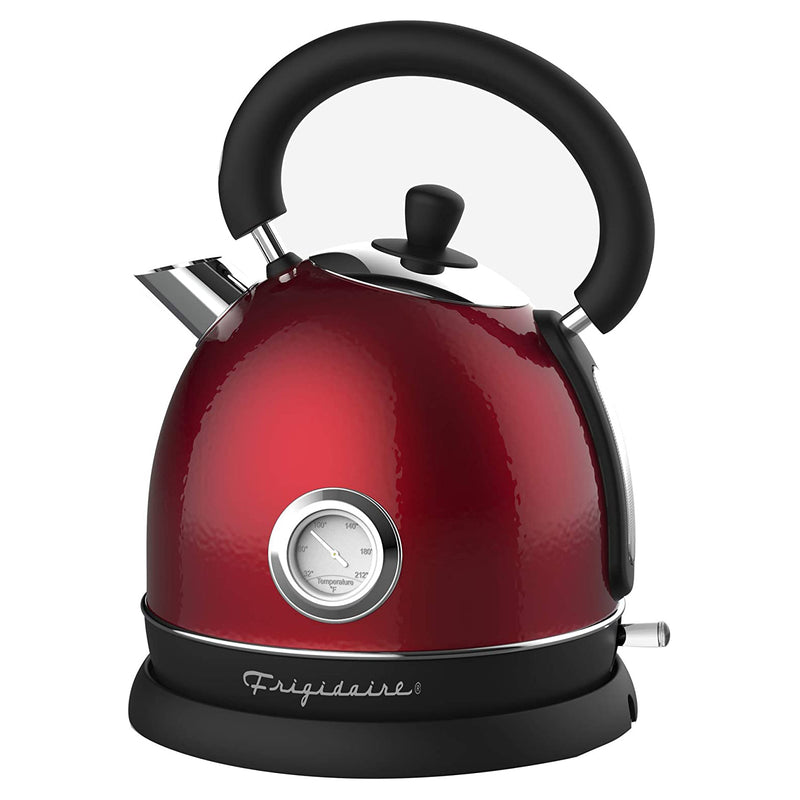 Frigidaire 1.8L Cordless Electric Stainless Steel Tea Kettle w/ Temp Gauge, Red