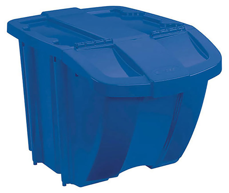 Suncast 18 Gallon Durable Stackable Resin Home Recycle Storage Bin w/ Lid, Blue