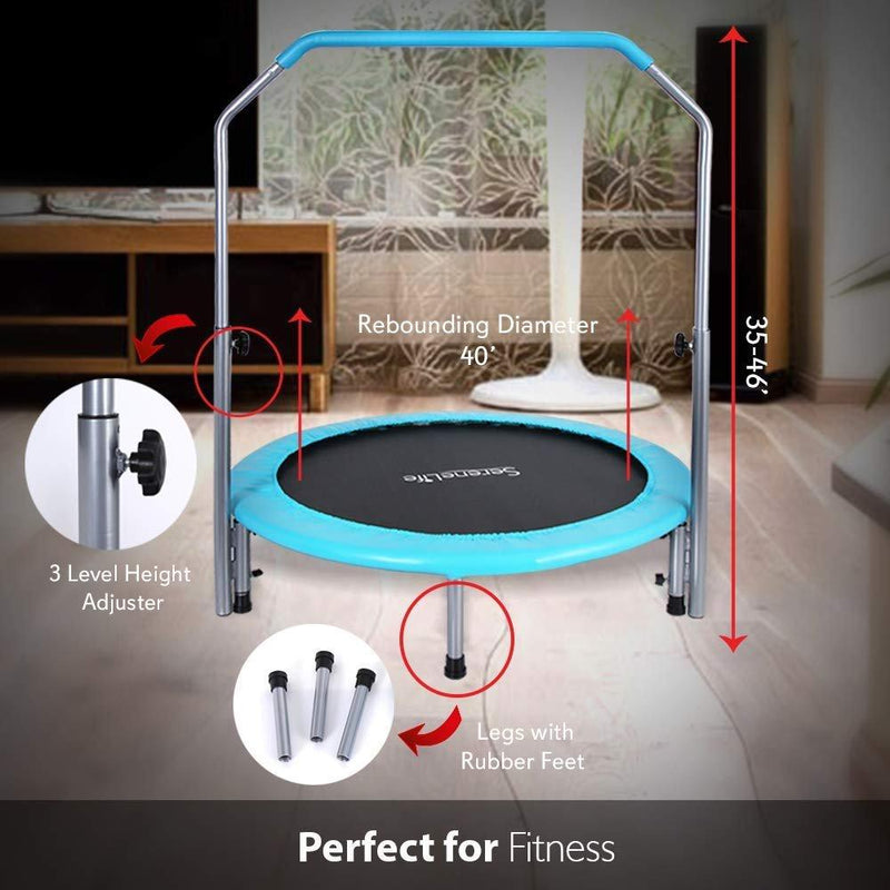 SereneLife 40 Inch Indoor Outdoor Fitness Trampoline  (For Parts)