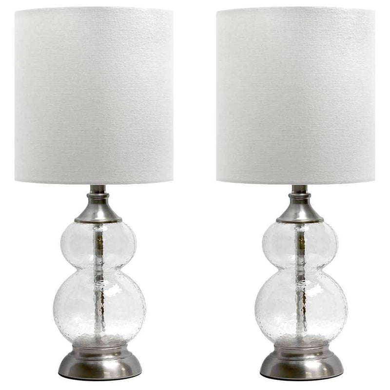 Grandview Gallery 20.75 Inch Tall Wrinkle Glass Table Lamps, Nickel (Set of 2)
