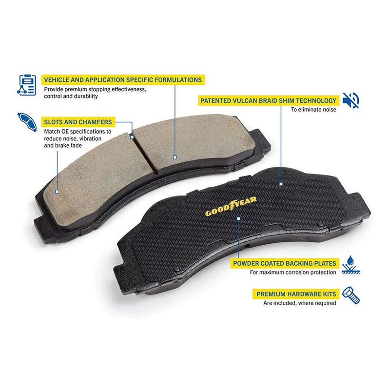 Goodyear Brakes GYD821 Automotive Carbon Ceramic Truck and SUV Front Brake Pads