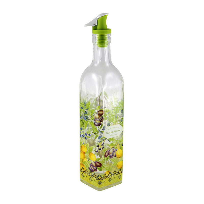 Grant Howard 16 Oz Tuscan Grove Design Oil Vinegar Cruet Bottle w/ Ergo Pourer