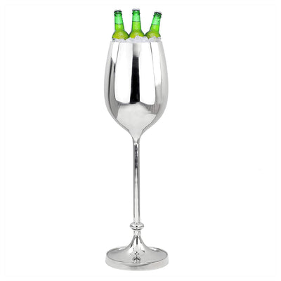 Nagina GLASSCO Large Aluminum Champagne Glass Drink Beverage Ice Cooler, Silver