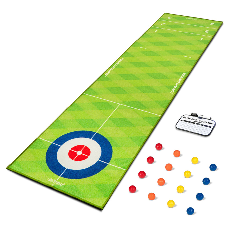 GoSports 2 In 1 10 Foot Shuffleboard Curling MIni Golf Rug Game Challenge Set