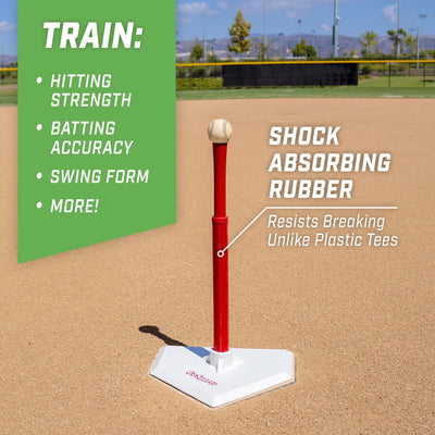 GoSports Baseball & Softball 22 to 37 Inch Adjustable Height Rubber Batting Tee