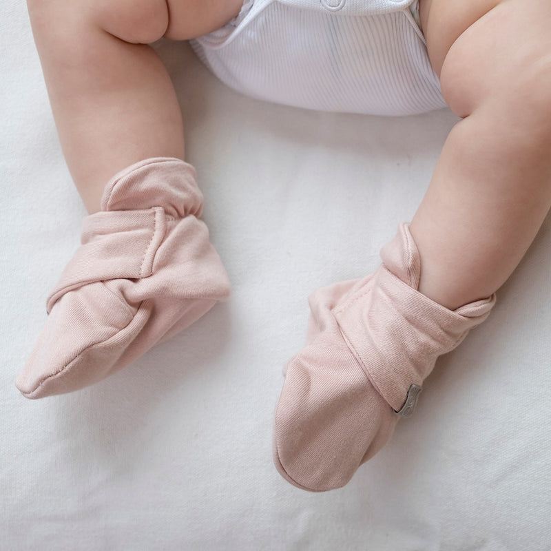 Goumikids Super Soft Organic Stay On Adjustable Baby Infant Booties, 3-6M Rose