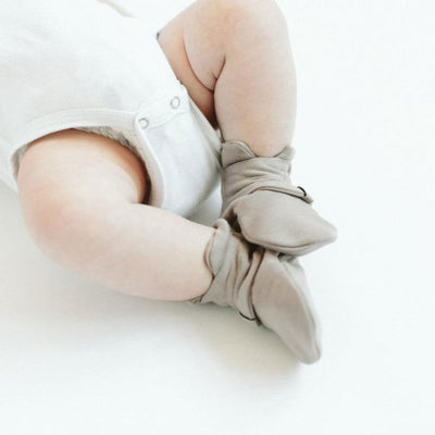 Goumikids Super Soft Organic Stay On Adjustable Baby Infant Booties, 0-3M Pewter