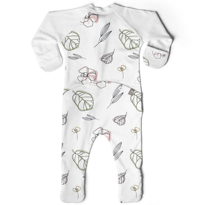 Goumikids Unisex Baby Footie Pajamas Organic Sock Sleeper Clothes, 0-3M Floral