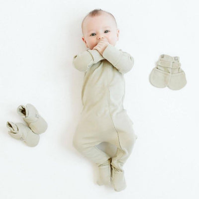 Goumikids Unisex Baby Footie Pajamas Organic Sock Sleeper Clothes, 0-3M Soybean