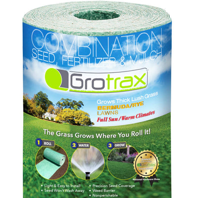 Grotrax Biodegradable Big Roll Bermuda Rye Grass Seed Mat Grower, 100 Sq. Ft.