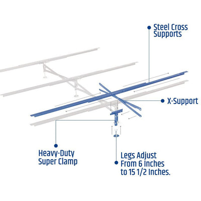 Glideaway X Brace System Universal Fit Steel Slat Bed Frame Support Base, Black