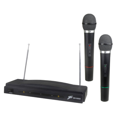 Audiopipe Dual FM Wireless Microphone Transmitter w/Receiver, Black (Refubished)