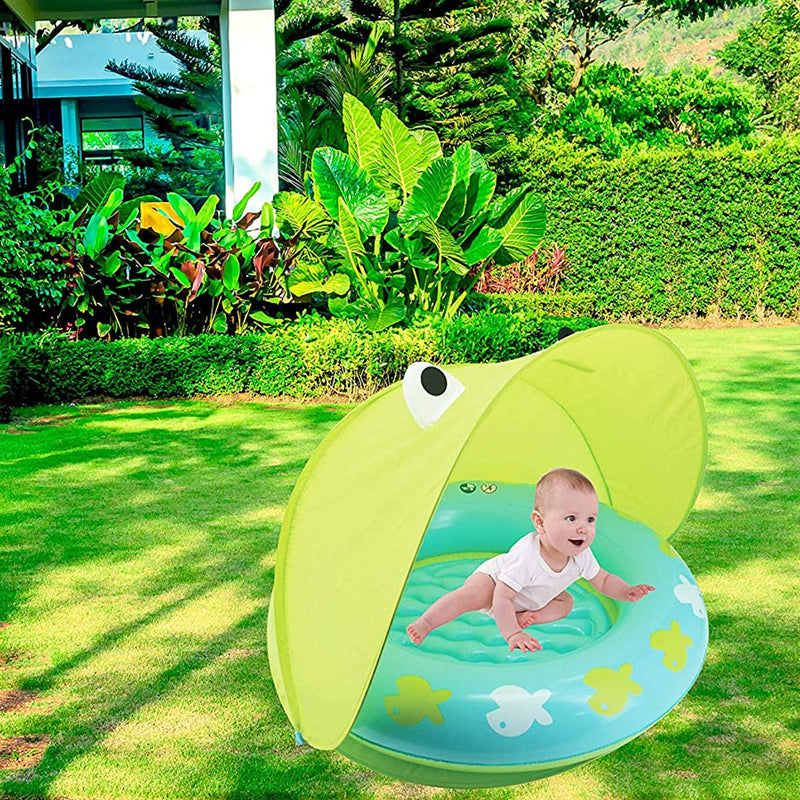 Hoovy Froggy Sun Protection Inflatable Indoor Outdoor Swimming Pool for Infants