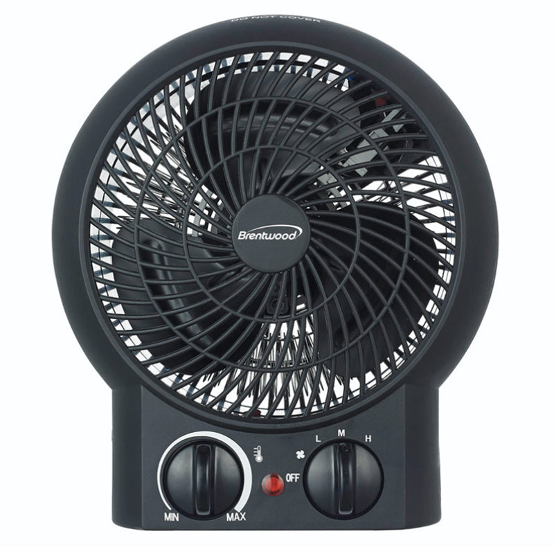 Brentwood H-F304BK 1500W 5000 BTU Portable Electric Space Heater and Fan, Black