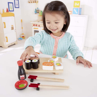 Hape Sushi Selection Kids Wooden Pretend Kitchen Play Food and Accessories Set