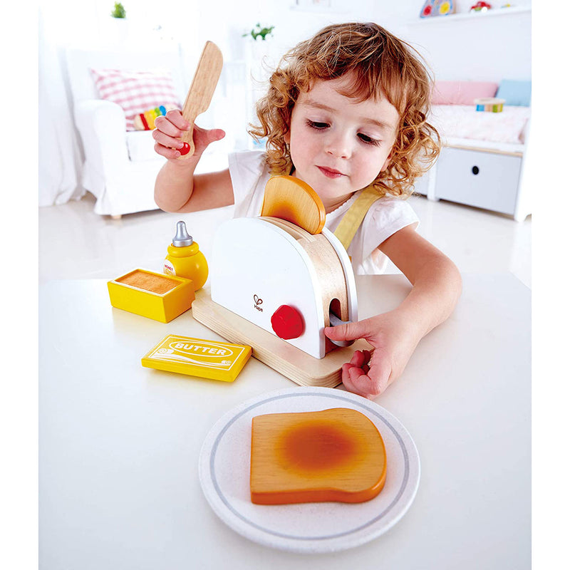 Hape Pop Up Toaster Kids Wooden Pretend Kitchen Toaster Appliance Play Set Toy