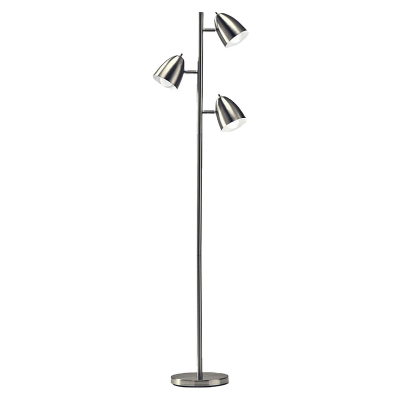 Brightech Jacob Adjustable 3 Light Tree Floor Lamp Pole with LED Lights, Nickel