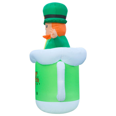 9' Tall Inflatable St Patricks Day Beer Mug and Leprechaun Yard Decor (Open Box)
