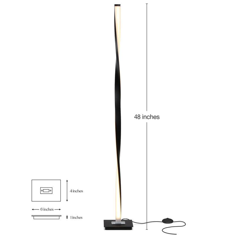 Brightech 48 Inch Helix Modern Built In LED Floor Standing Pole Lamp, Black