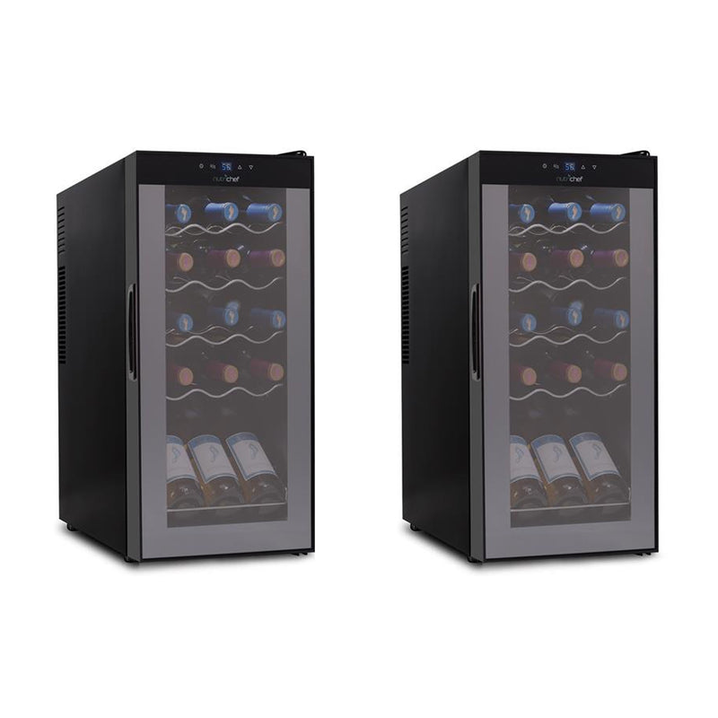 NutriChef Digital Electric 15 Bottle Thermoelectric Wine Chiller Cooler (2 Pack)