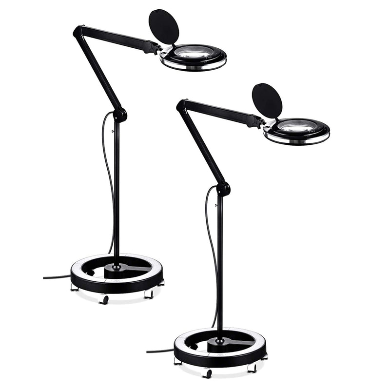 Brightech Lightview Pro Rolling 3 Diopter Magnifier Floor Lamp, Black (2 Pack)