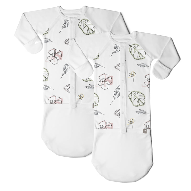 Goumikids Baby Sleep Gown Sleepsack Pajama Clothes, 0-3M & 3-6M Floral(2 Pair)