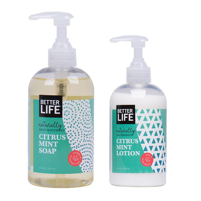 Better Life Natural 12 Ounce Soap and Lotion Personal Care Kit, Citrus Mint - VMInnovations