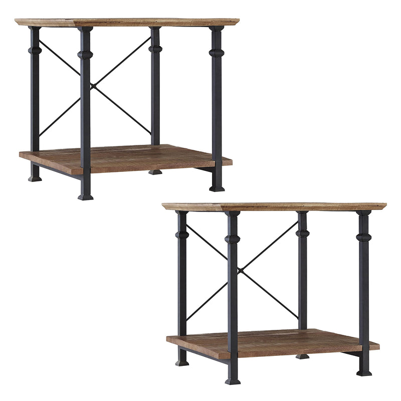 Homelegance Rustic Modern Wood Metal Living Room Corner Side End Table (2 Pack)