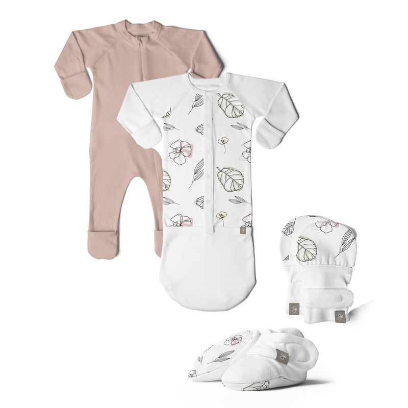 Goumikids Unisex Baby Footie & Sleepsack Outfit Bundle w/ Mitts & Boots, 0-3M