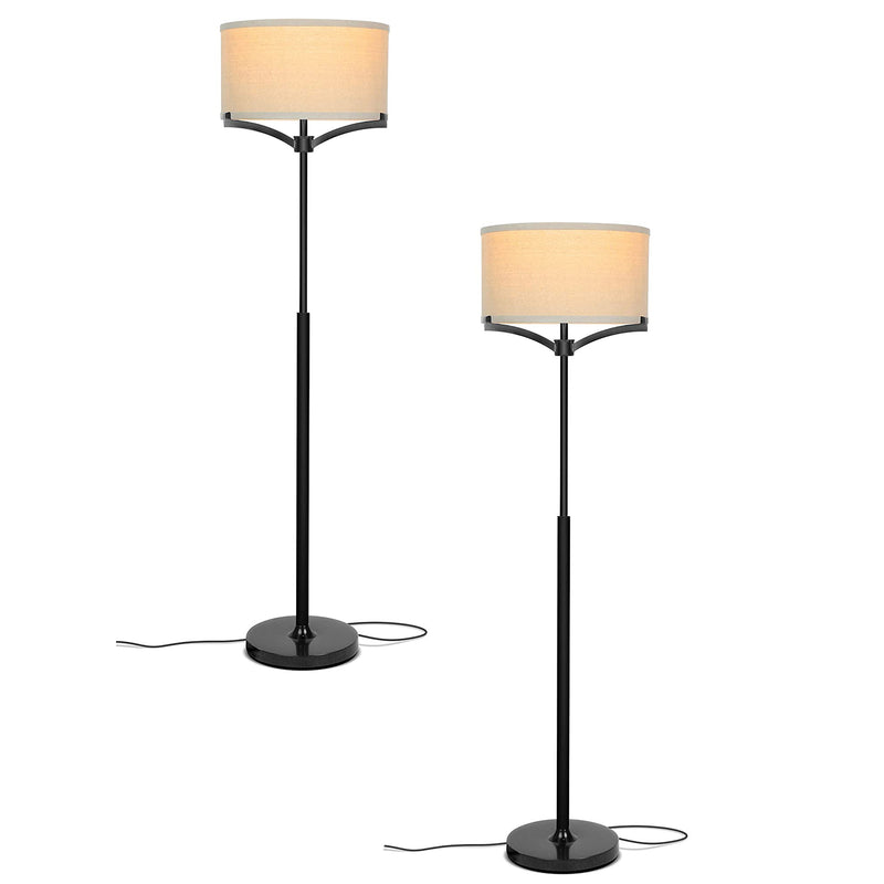 Brightech Elijah Mid Century 62" Tall Standing LED Floor Lamp, Black (2 Pack)