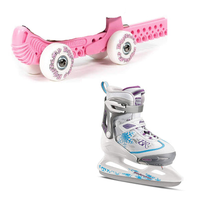 Rollergard ROC-N-Roller Guard, Pink (2 Pack) & Bladerunner Micro Ice Girl Skates