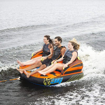 HO Sports HG 3-Person Multi-Directional Ride-On Towable Tube with Attachments